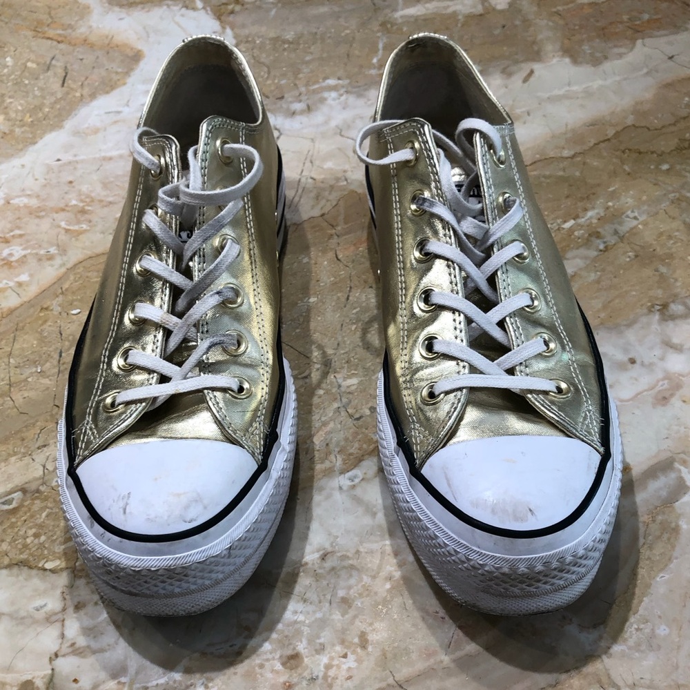 Converse Chuck Taylor All Stars Lift Platform Pale Gold Sneakers Size 10 1/2 - Picture 2 of 7